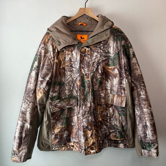 Field & Stream Men's Realtree Full Zip Hooded Quilted Lined Camo Jacket Size 2XL - Picture 1 of 8